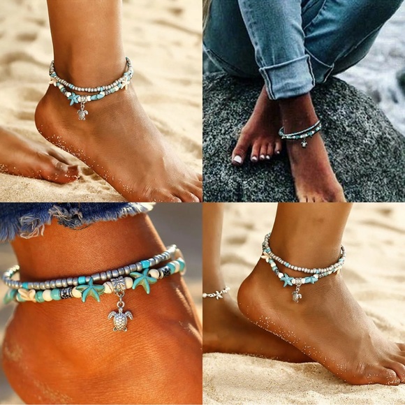 Turquoise Turtle Anklet - Picture 4 of 8